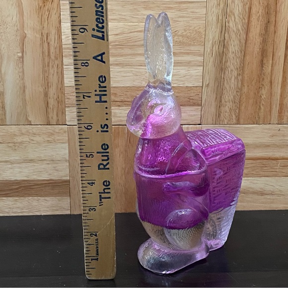 Vintage Zabkowice Glass Magenta Pink Bunny Rabbit Candy Dish - Picture 12 of 16